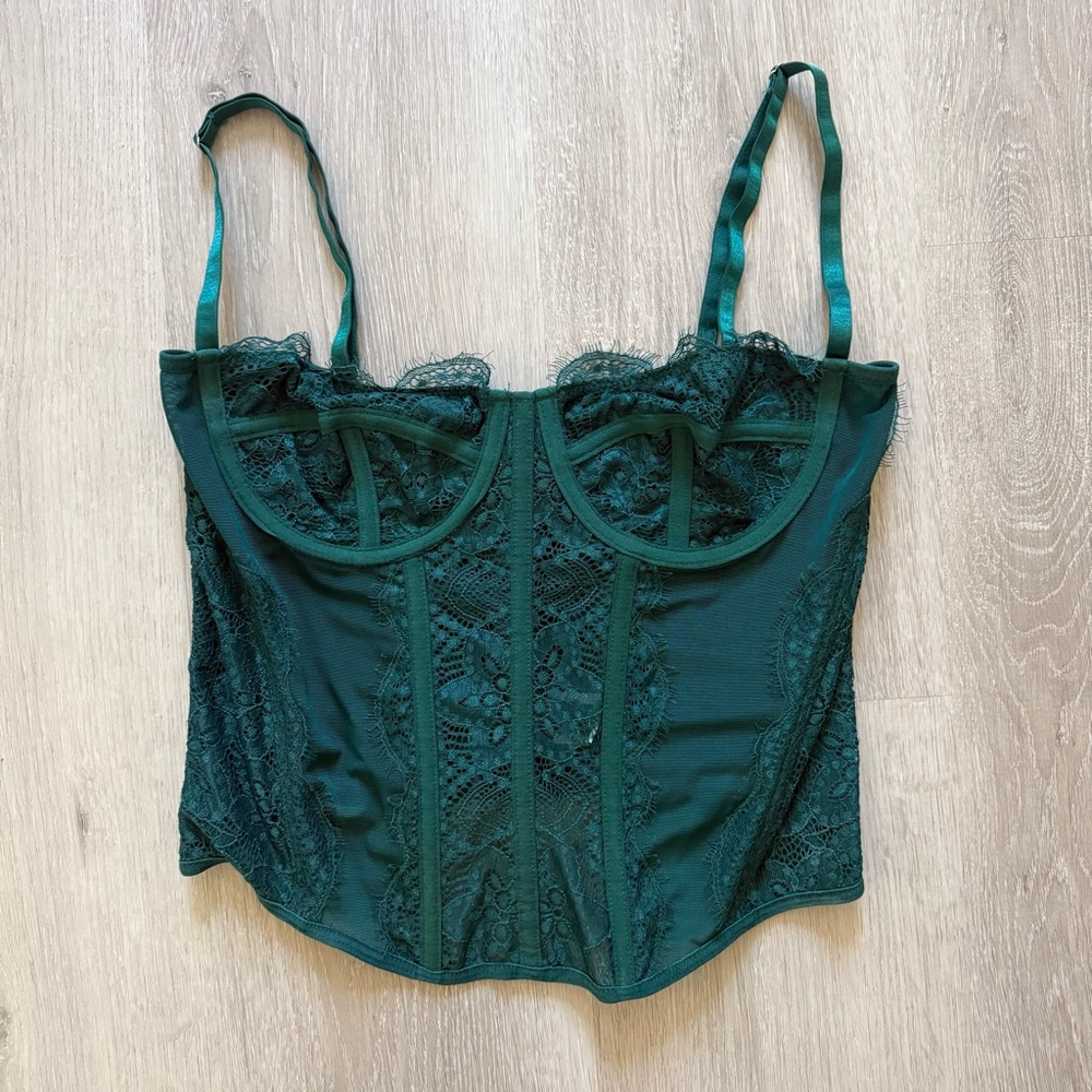 Green Lace Corset Top